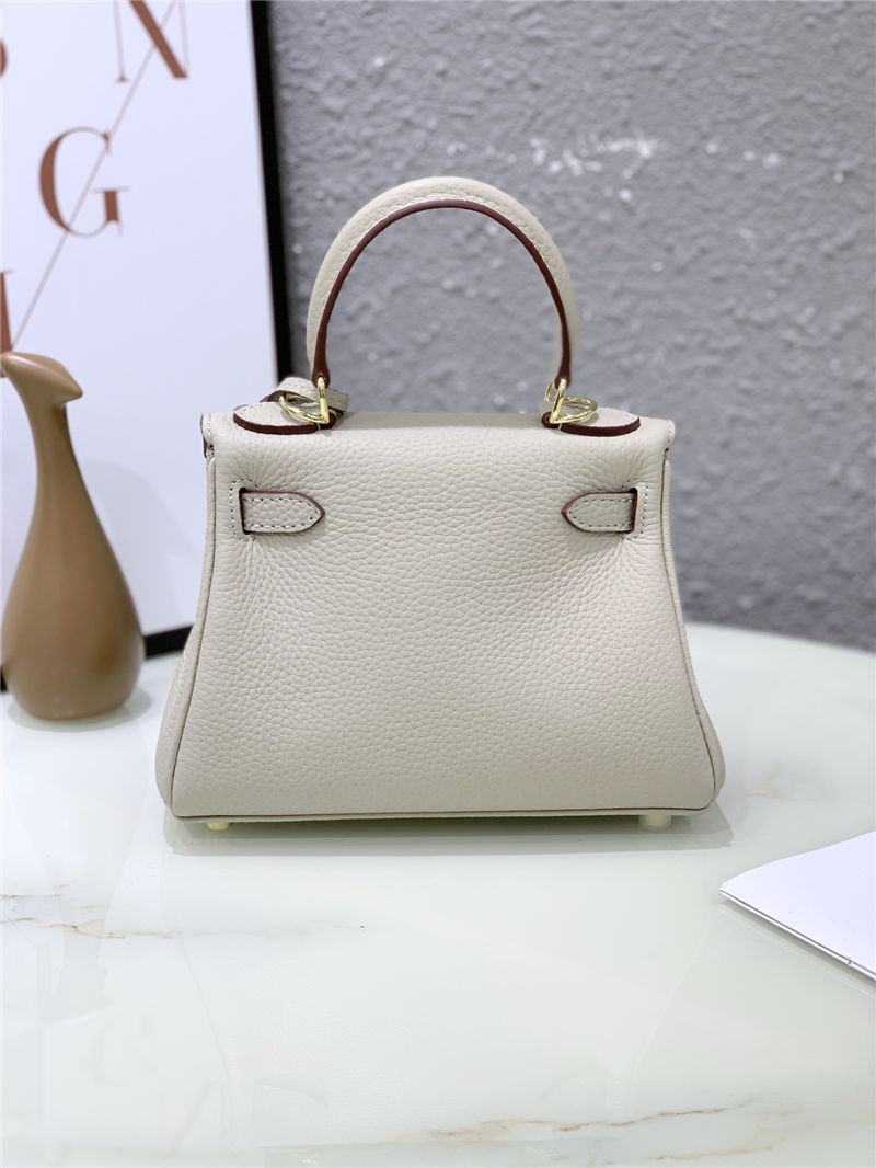 Hermes Kelly Mini Retourne Bag Clemence Leather Pearl High