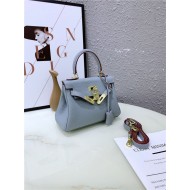 Hermes Kelly Mini Retourne Bag Clemence Leather Grey Blue High