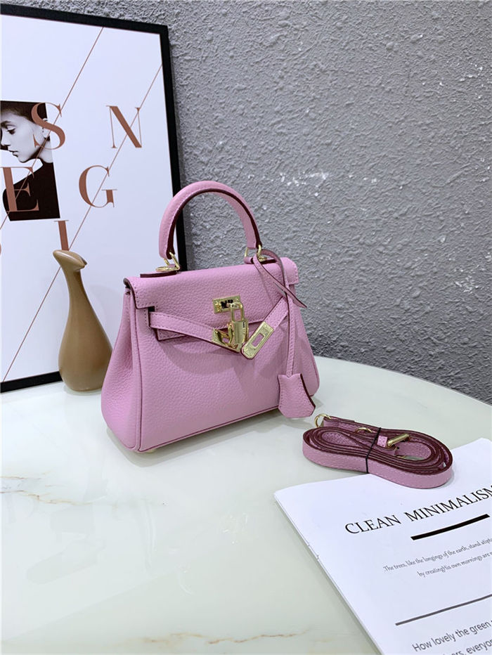 Hermes Kelly Mini Retourne Bag Clemence Leather Pink High