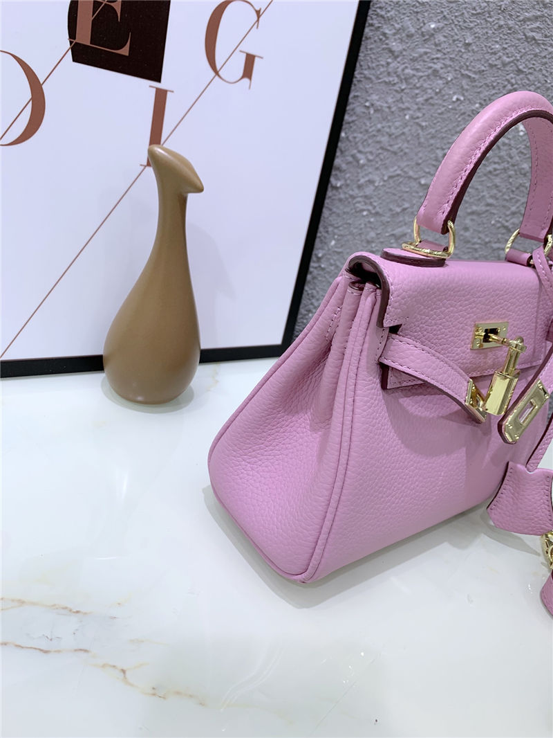 Hermes Kelly Mini Retourne Bag Clemence Leather Pink High