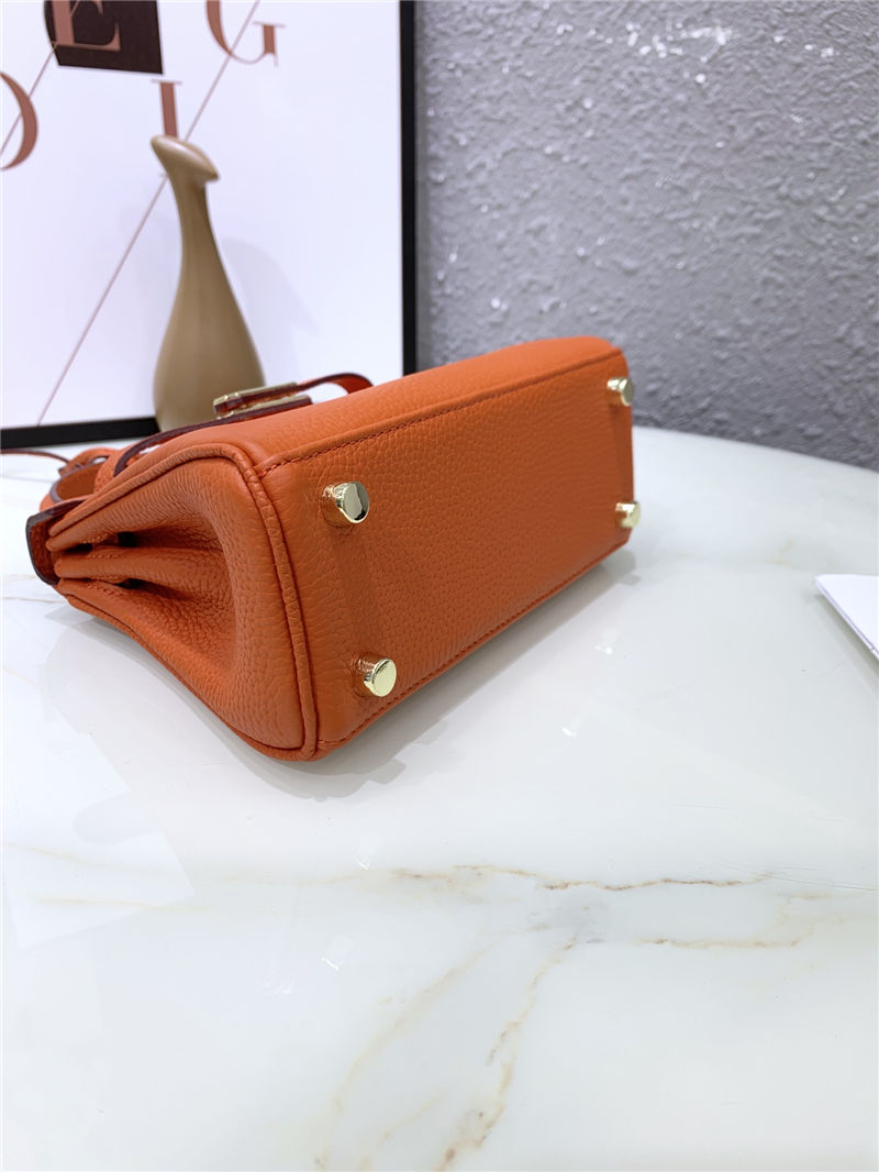 Hermes Kelly Mini Retourne Bag Clemence Leather Orange High