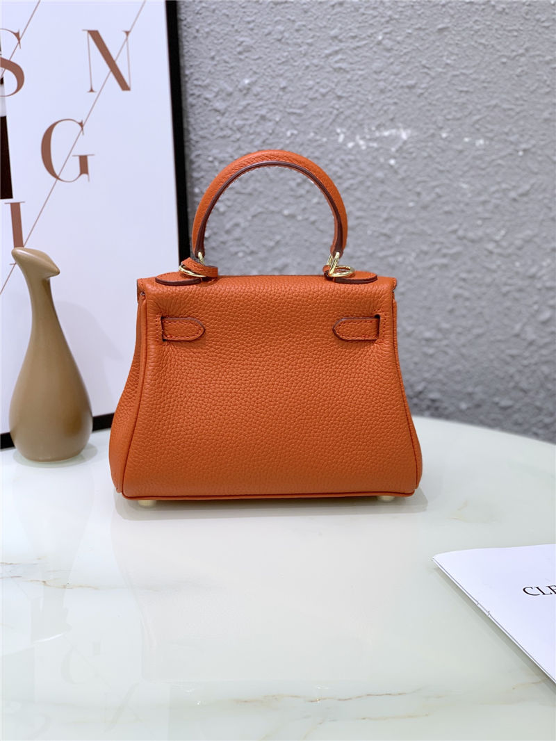 Hermes Kelly Mini Retourne Bag Clemence Leather Orange High