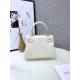 Hermes Kelly Mini Retourne Bag Clemence Leather Cream White High