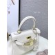 Hermes Kelly Mini Retourne Bag Clemence Leather Cream White High