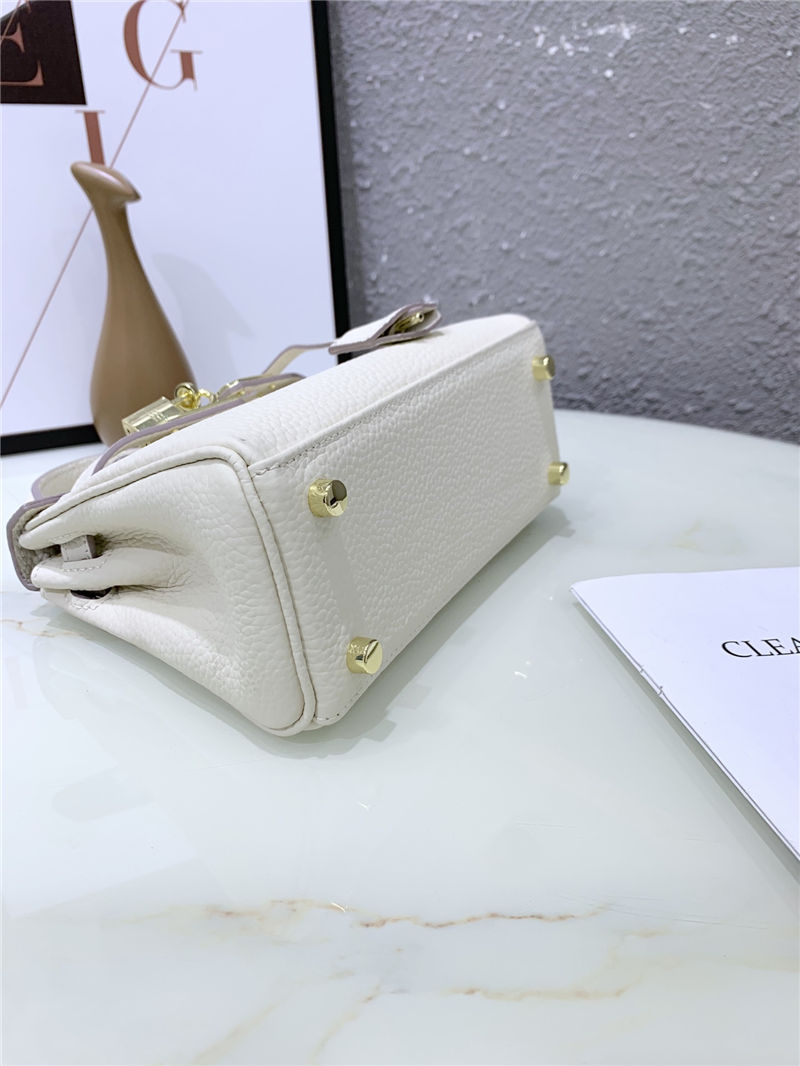 Hermes Kelly Mini Retourne Bag Clemence Leather Cream White High