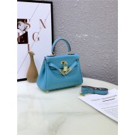 Hermes Kelly Mini Retourne Bag Clemence Leather Blue High