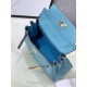 Hermes Kelly Mini Retourne Bag Clemence Leather Blue High