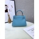 Hermes Kelly Mini Retourne Bag Clemence Leather Blue High