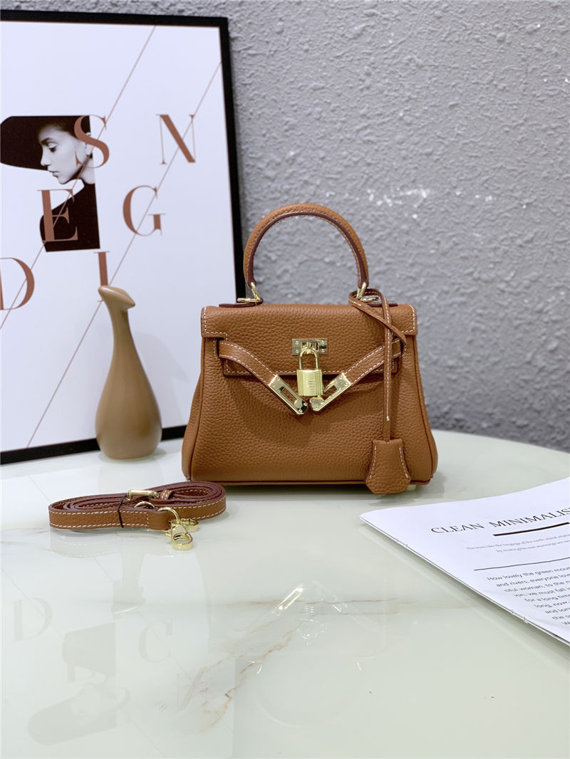 Hermes Kelly Mini Retourne Bag Clemence Leather Gold High