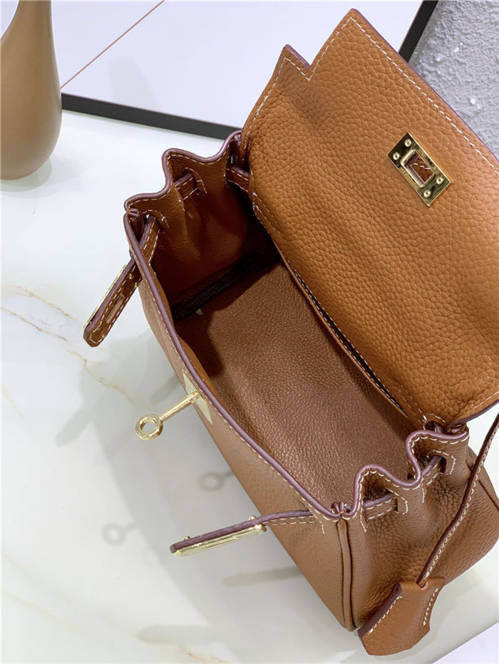 Hermes Kelly Mini Retourne Bag Clemence Leather Gold High