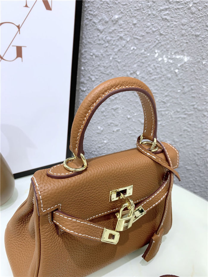 Hermes Kelly Mini Retourne Bag Clemence Leather Gold High