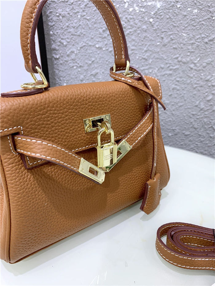 Hermes Kelly Mini Retourne Bag Clemence Leather Gold High