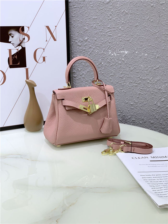 Hermes Kelly Mini Retourne Bag Clemence Leather Pink High