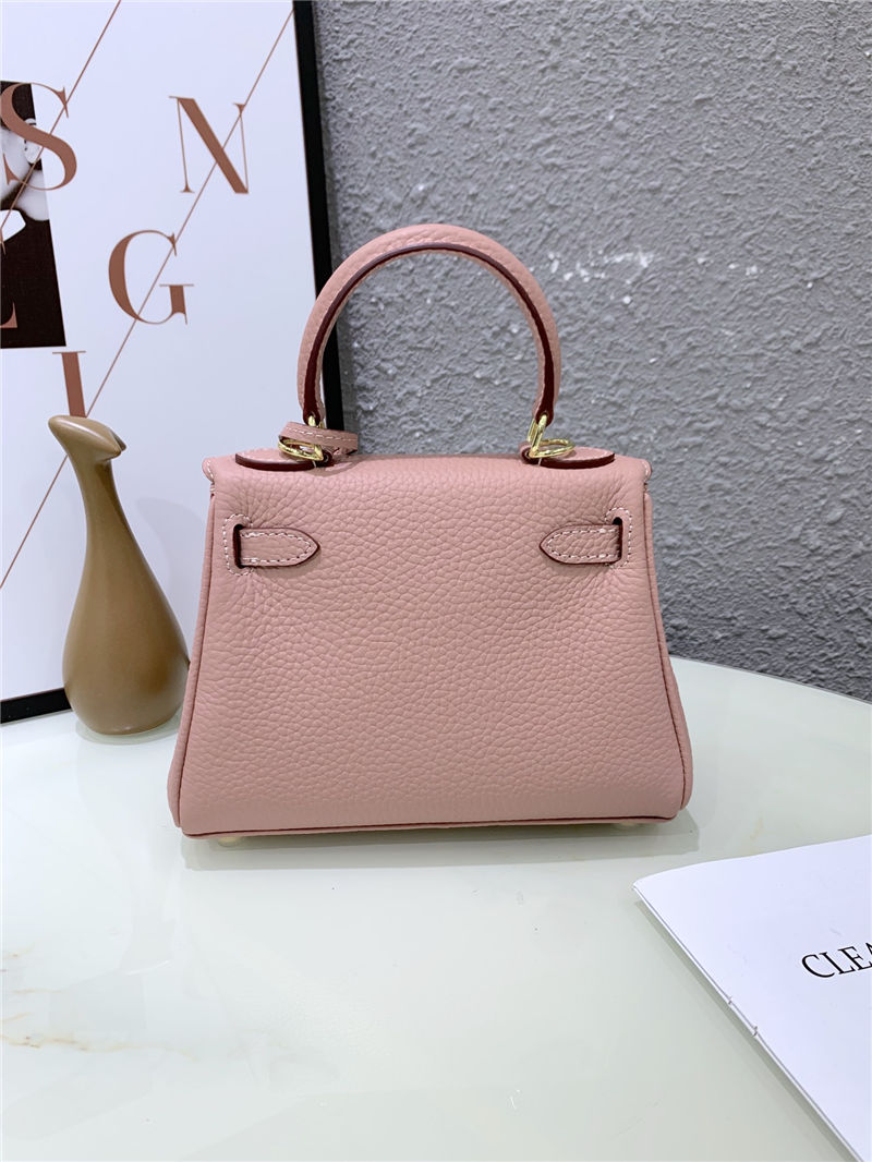 Hermes Kelly Mini Retourne Bag Clemence Leather Pink High