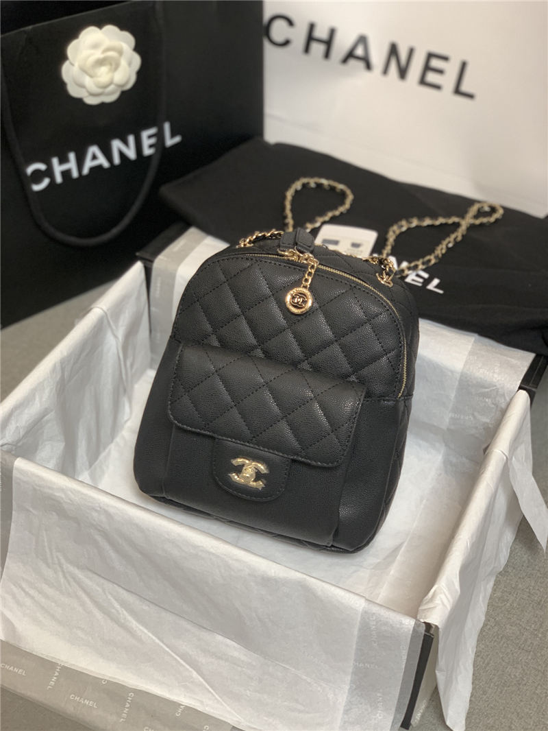 Chanel Backpack Calfskin Gold-Tone Metal A0004 High