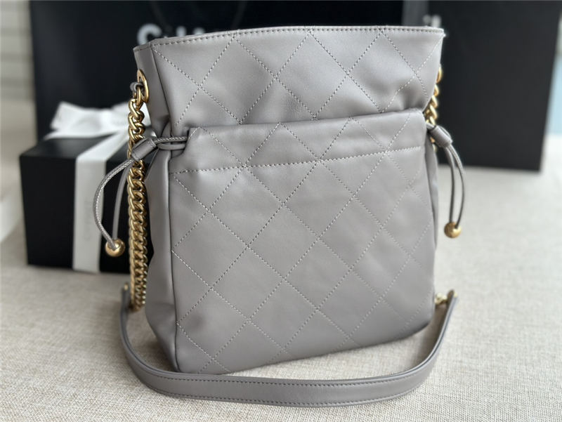 Chanel DRAWSTRING BAG Calfskin & Gold-Tone Metal AS2985 Grey High