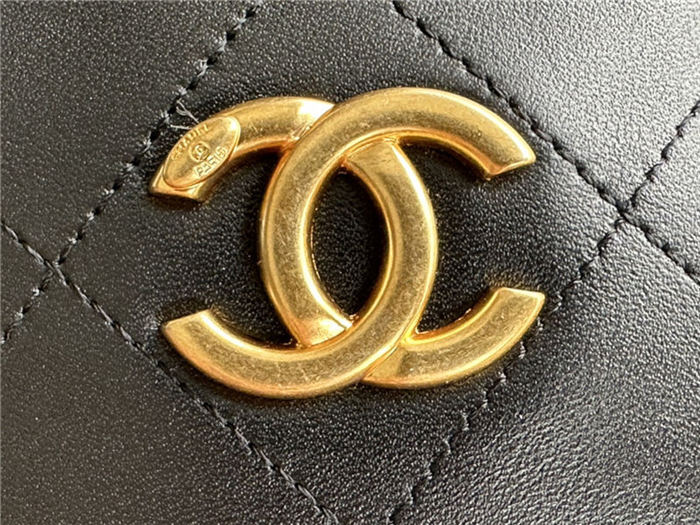 Chanel DRAWSTRING BAG Calfskin & Gold-Tone Metal AS2985 Black High