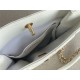 SMALL SHOPPING BAG AS3470 Grained Calfskin & Gold-Tone Metal White High