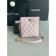 SMALL SHOPPING BAG AS3470 Grained Calfskin & Gold-Tone Metal Pink High