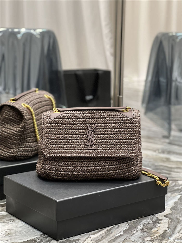 NIKI MEDIUM IN RAFFIA AND LEATHER High