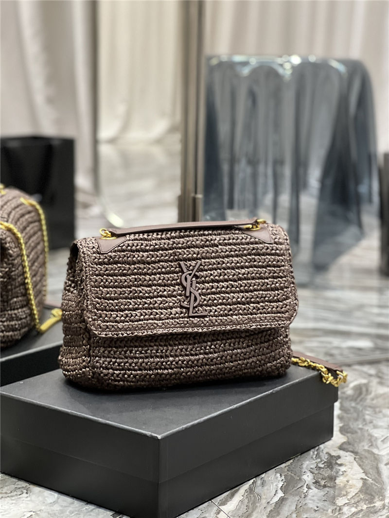 NIKI MEDIUM IN RAFFIA AND LEATHER High