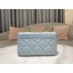 MEDIUM Dior CARO BAG Quilted Macrocannage Gold Metal Calfskin Blue High