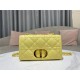 MEDIUM Dior CARO BAG Quilted Macrocannage Gold Metal Calfskin Yellow High