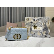 SMALL Dior CARO BAG Quilted Macrocannage Calfskin Blue High