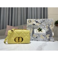 SMALL Dior CARO BAG Quilted Macrocannage Calfskin Yellow High