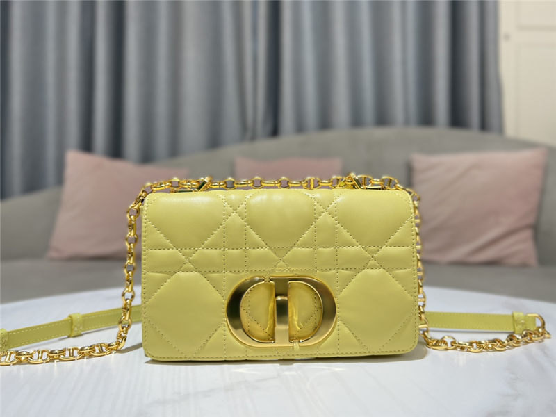 SMALL Dior CARO BAG Quilted Macrocannage Calfskin Yellow High