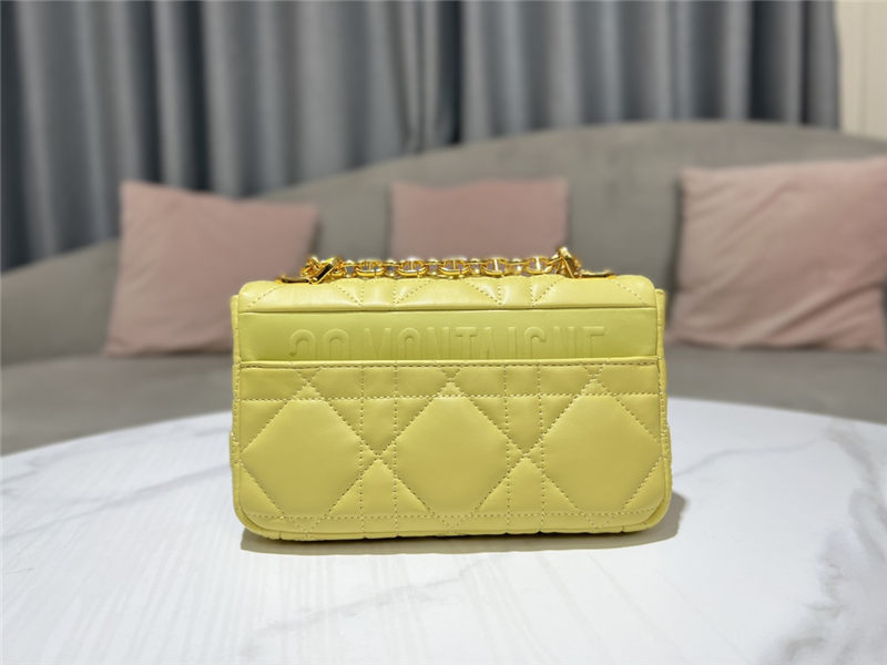 SMALL Dior CARO BAG Quilted Macrocannage Calfskin Yellow High