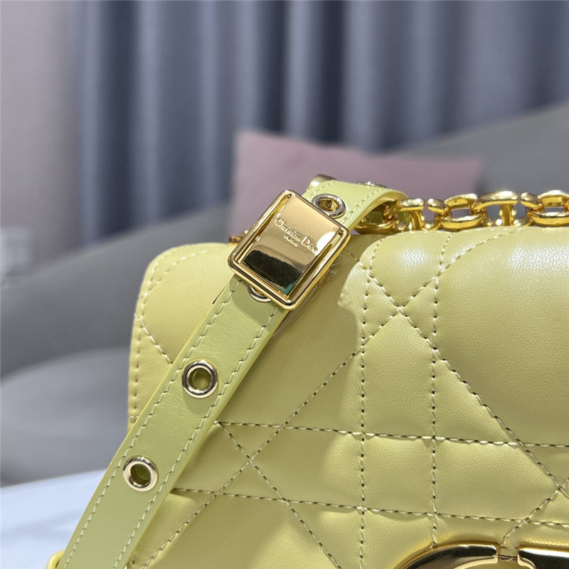 SMALL Dior CARO BAG Quilted Macrocannage Calfskin Yellow High