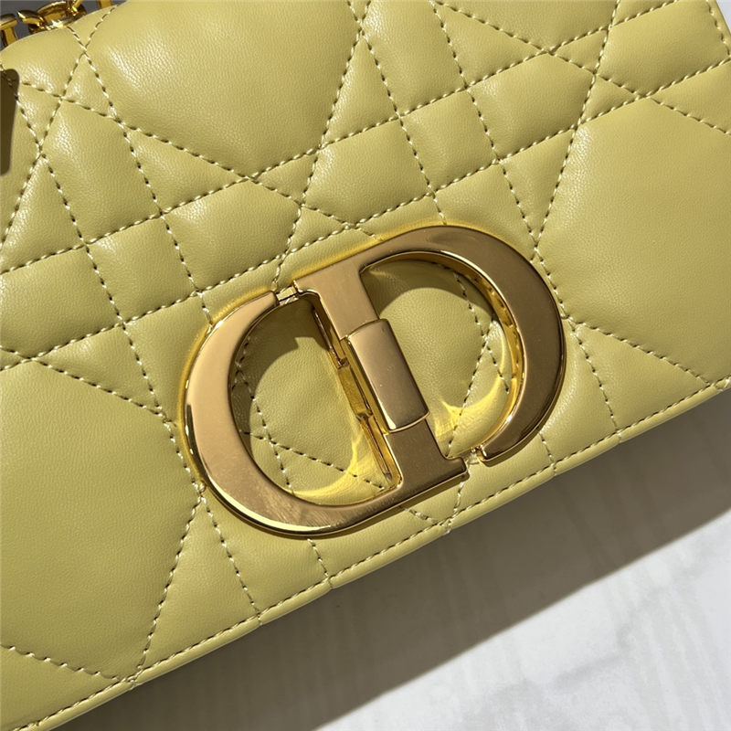 SMALL Dior CARO BAG Quilted Macrocannage Calfskin Yellow High