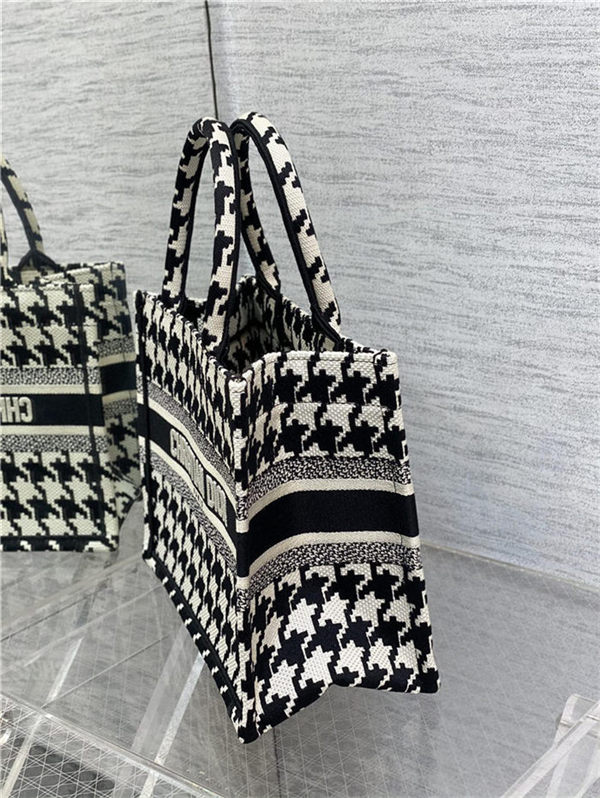 SMALL Dior BOOK TOTE Macro Houndstooth Embroidery High