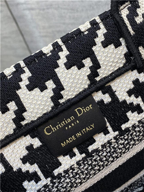 SMALL Dior BOOK TOTE Macro Houndstooth Embroidery High