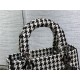 MEDIUM LADY D-LITE BAG Houndstooth Embroidery Black High