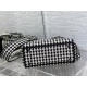 MEDIUM LADY D-LITE BAG Houndstooth Embroidery Black High