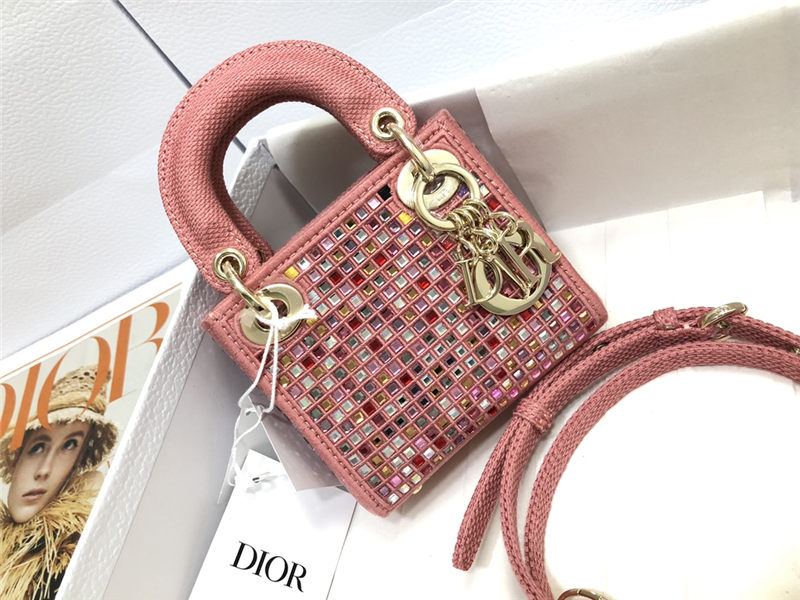 MICRO LADY Dior BAG Metallic Canvas Embroidered with Multicolor Crystals Top