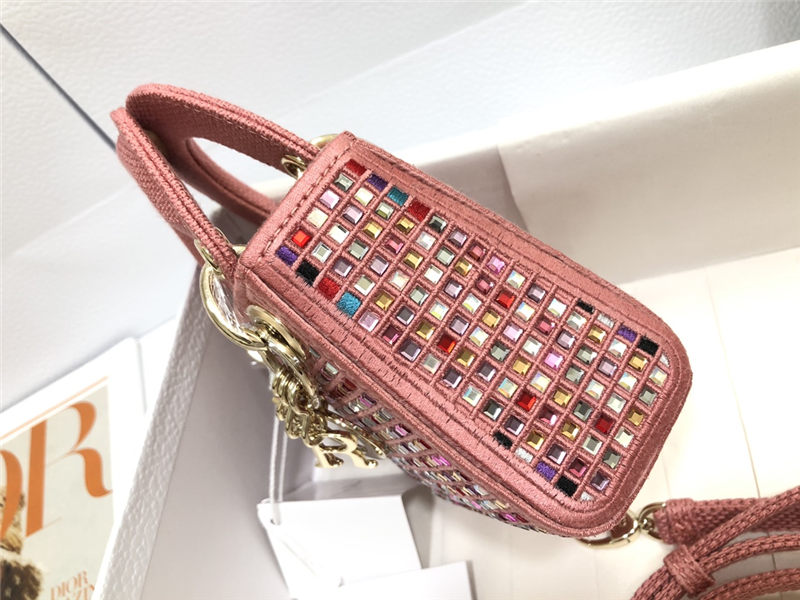 MICRO LADY Dior BAG Metallic Canvas Embroidered with Multicolor Crystals Top