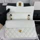 Small CLASSIC HANDBAG Grained Calfskin Gold Metal White A