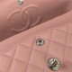 Small CLASSIC HANDBAG Grained Calfskin Silver Metal Pink A