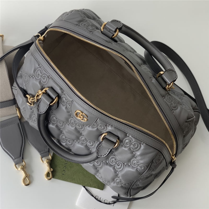 GG Matelassé leather medium bag 702242 Grey High