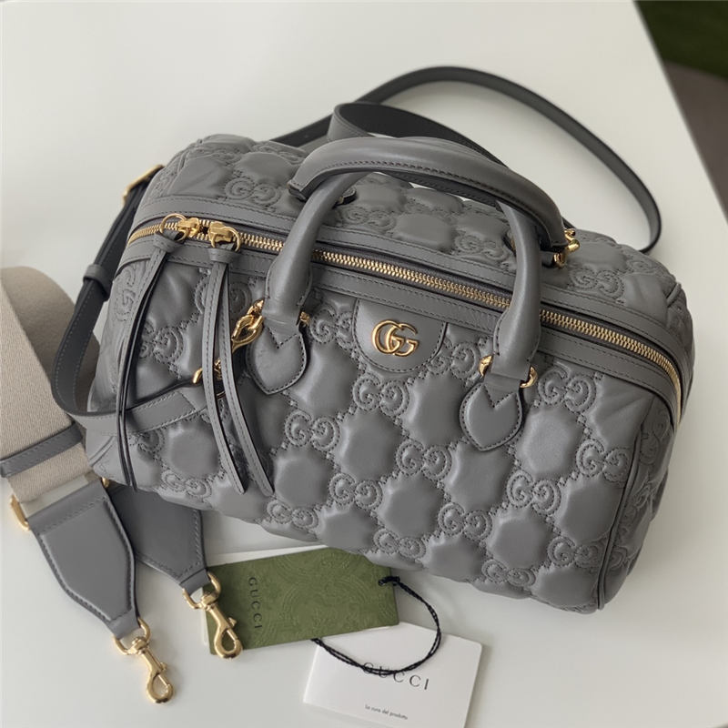 GG Matelassé leather medium bag 702242 Grey High