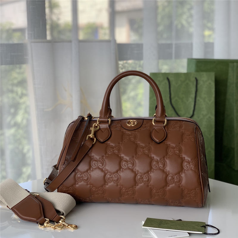 GG Matelassé leather medium bag 702242 Brown High