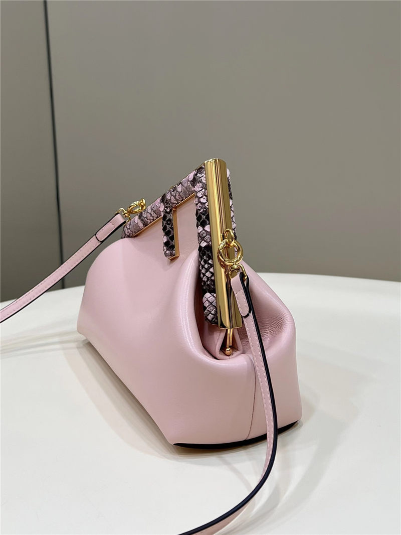 Fendi First Small Leather Bag with exotic details Pink High