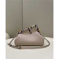 Fendi First Small Leather Bag with exotic details Milk-Tea High