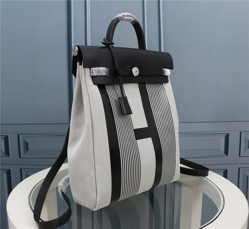 Hermes Herbag Backpack Canvas and Leather High