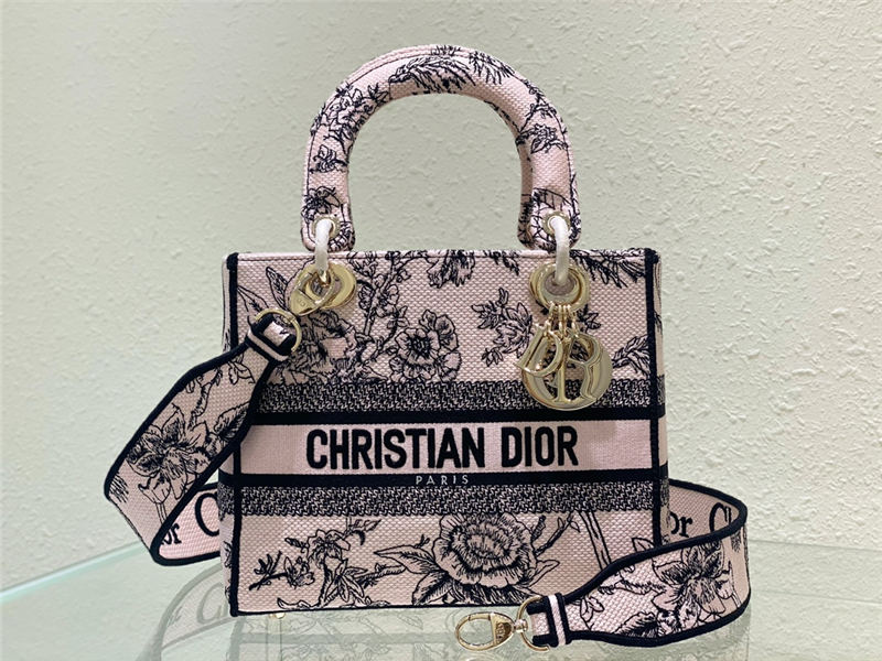 MEDIUM LADY D-LITE BAG Dior Jardin Botanique Embroidery High