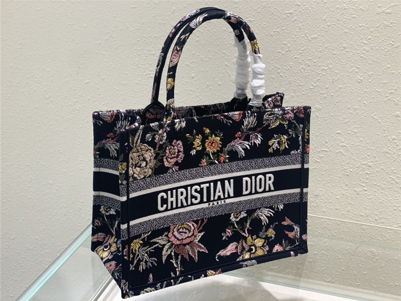 MEDIUM Dior BOOK TOTE Dior Jardin Botanique Embroidery Black High