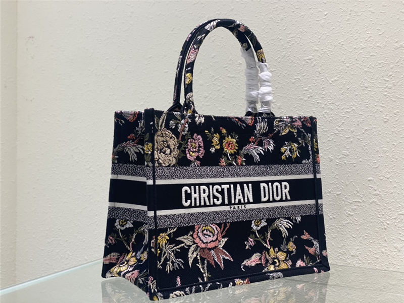 MEDIUM Dior BOOK TOTE Dior Jardin Botanique Embroidery Black High